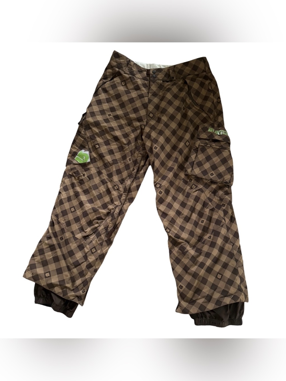 Burton Ski Snowboard Checker Insulated Cargo Pant Sz M Adjustable Waist Brown